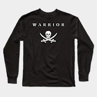 Warrior Warning Sign Skull Long Sleeve T-Shirt